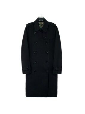 Burberry Black Double-Breasted Belted Trench Coat
